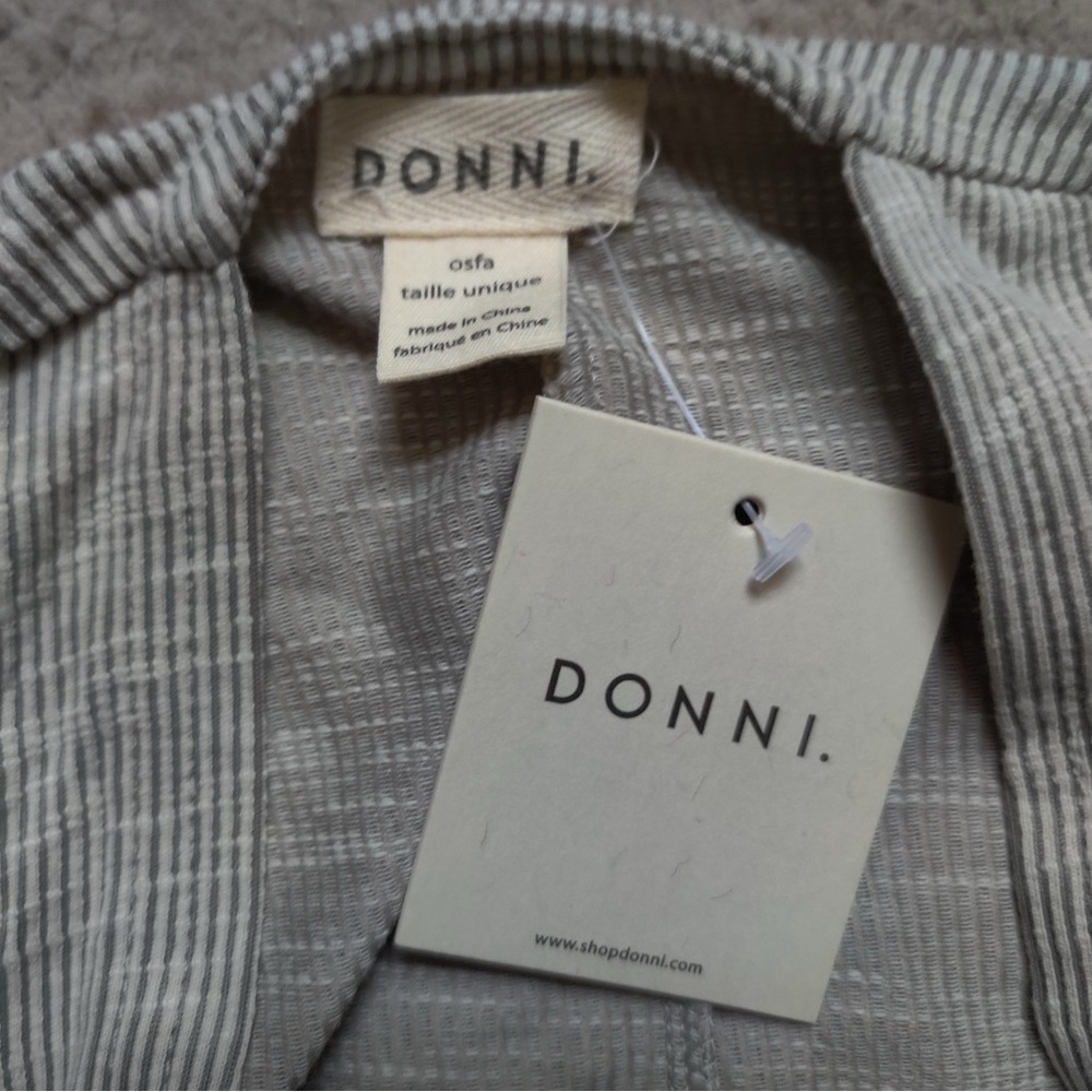DONNI. Anthropologie Sandwash Ribbed Cardigan Light Beige Gray Striped Open - Picture 4 of 8